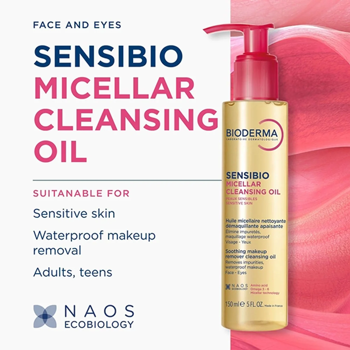 روغن پاک‌کننده میسلار بایودرما Bioderma Sensibio حجم 150 میلی‌لیتر؛ نمای تکمیلی 3