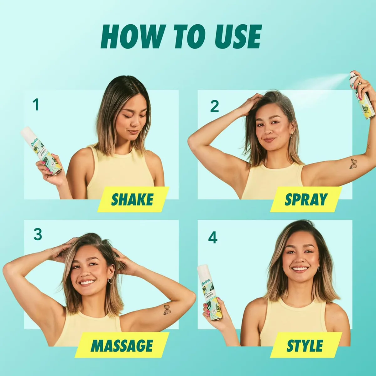 شامپو خشک باتیست Batiste Original حجم 200 میلی‌لیتر؛ نمای تکمیلی 6