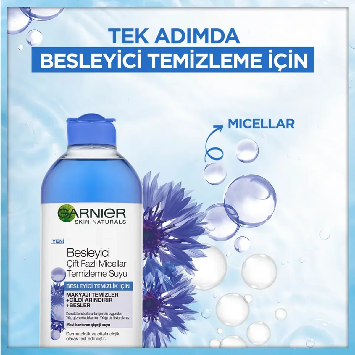 میسلار واتر دوفاز مغذی گارنیه Garnier Nourishing Bi-Phase Micellar Water with Cornflower حجم 400 میلی‌لیتر؛ نمای تکمیلی 5