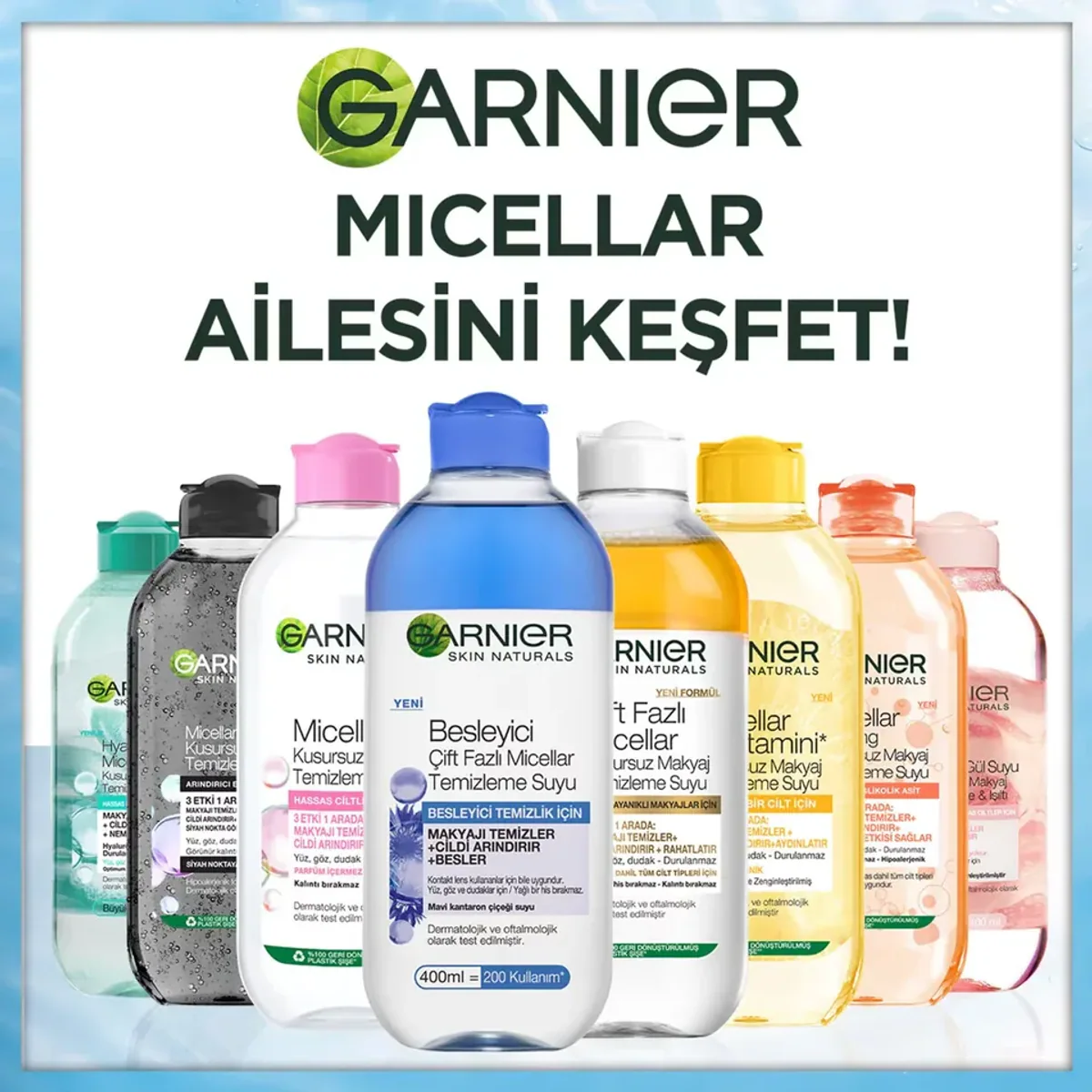 میسلار واتر دوفاز مغذی گارنیه Garnier Nourishing Bi-Phase Micellar Water with Cornflower حجم 400 میلی‌لیتر؛ نمای تکمیلی 6