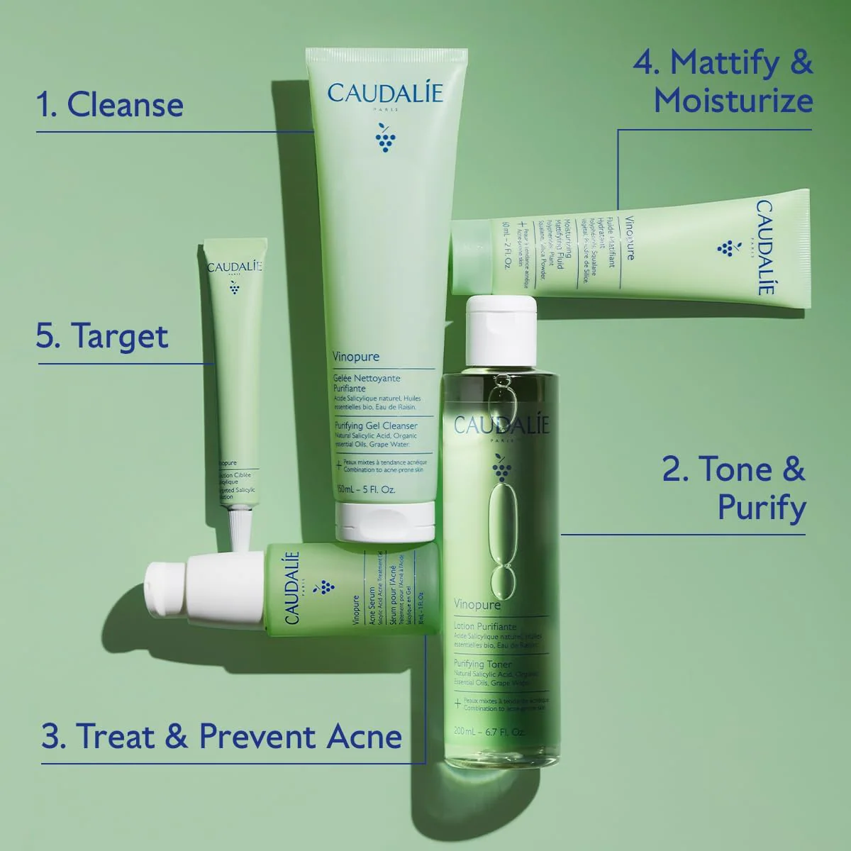 تونر کدلی Caudalie Vinopure Salicylic Acid Purifying Toner حجم 200 میلی‌لیتر؛ نمای تکمیلی 5