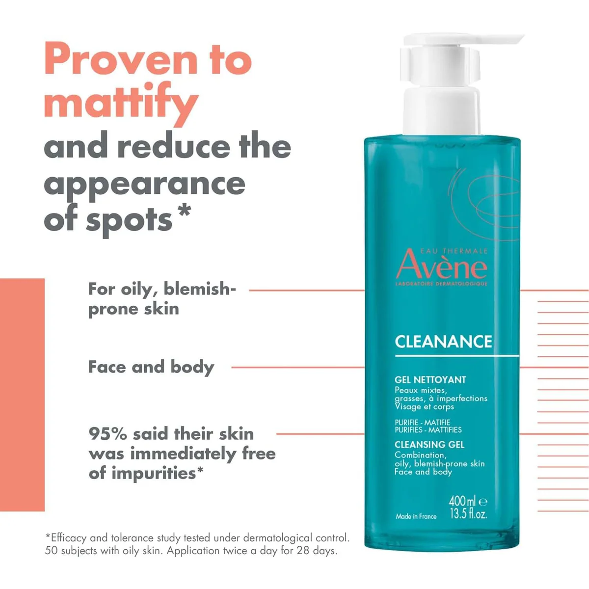 ژل شوینده اون Avène Cleanance Cleansing Gel حجم 400 میلی‌لیتر؛ نمای تکمیلی 5