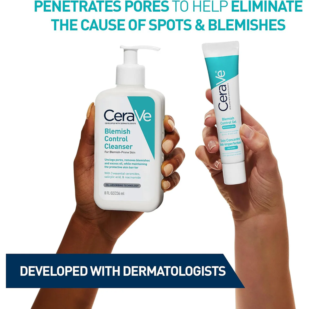 ژل شوینده سراوی CeraVe Blemish Control Cleanser با 2٪ سالیسیلیک اسید حجم 236 میلی‌لیتر؛ نمای تکمیلی 4