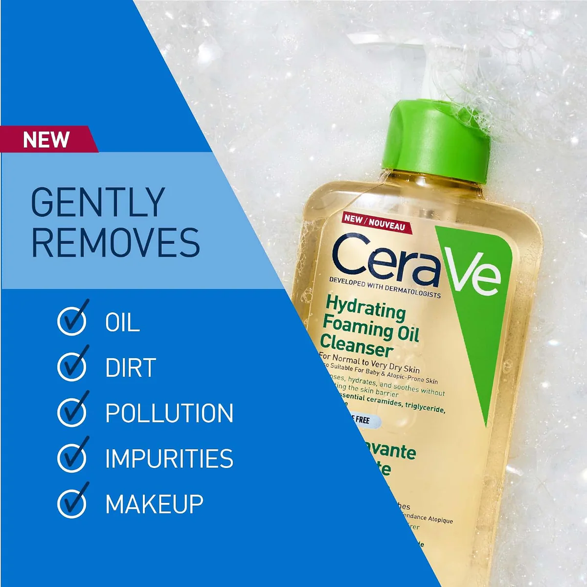 شوینده روغنی فومی سراوی CeraVe Hydrating Foaming Oil Cleanser حجم 473 میلی‌لیتر؛ نمای تکمیلی 6