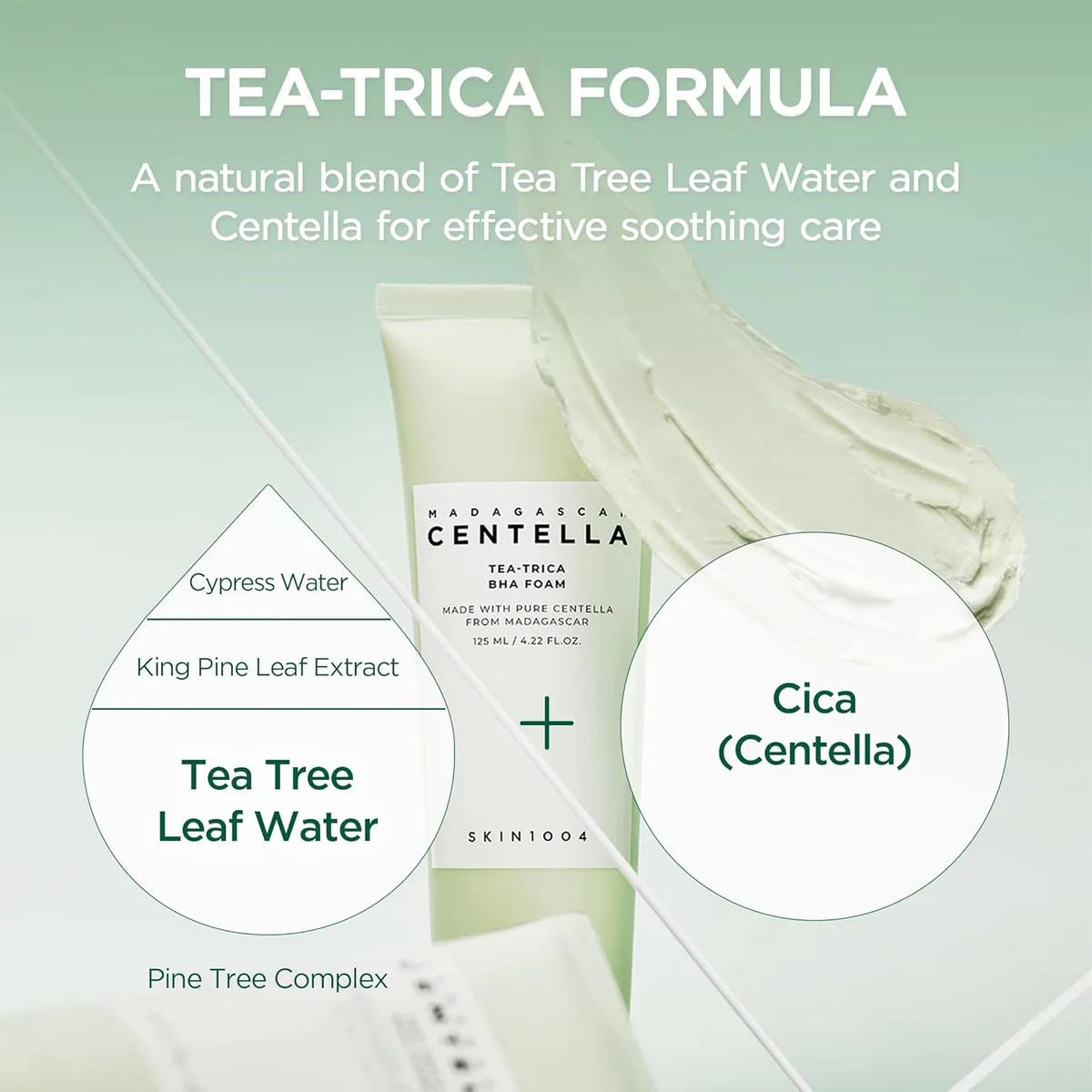 فوم شوینده اسکین 1004 SKIN1004 Tea-Trica BHA Foam حجم 125 میلی‌لیتر؛ نمای تکمیلی 5