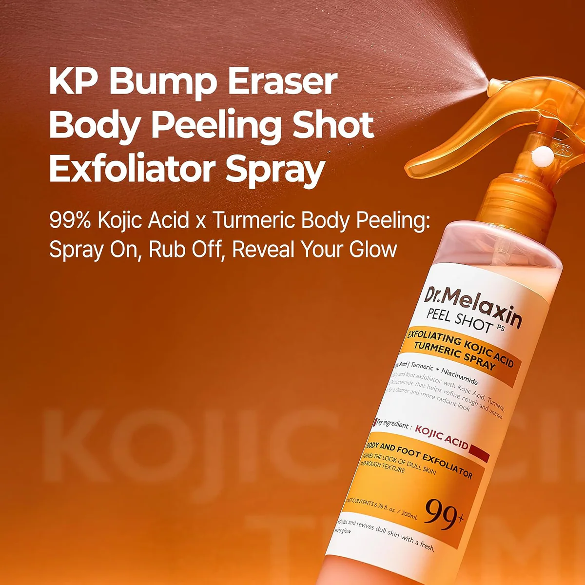 اسپری لایه‌بردار بدن دکتر ملاکسین Dr.Melaxin Peel Shot Kojic Acid & Turmeric حجم 200 میلی‌لیتر؛ نمای تکمیلی 6
