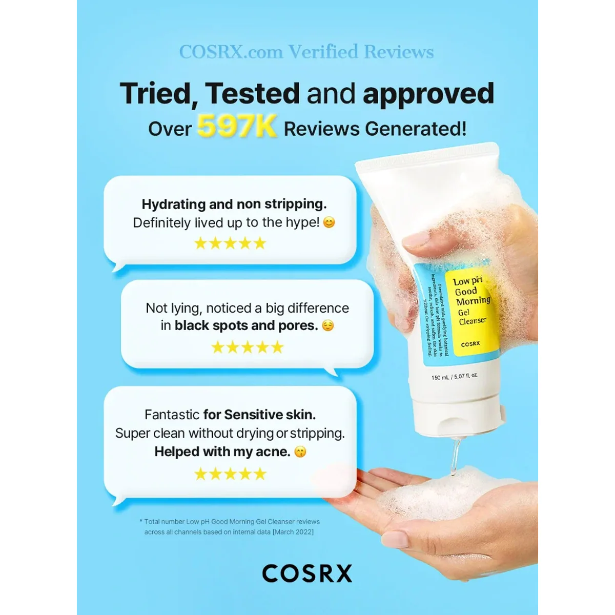 ژل شوینده کوزارکس COSRX Low pH Good Morning Gel Cleanser حجم 150 میلی‌لیتر؛ نمای تکمیلی 3