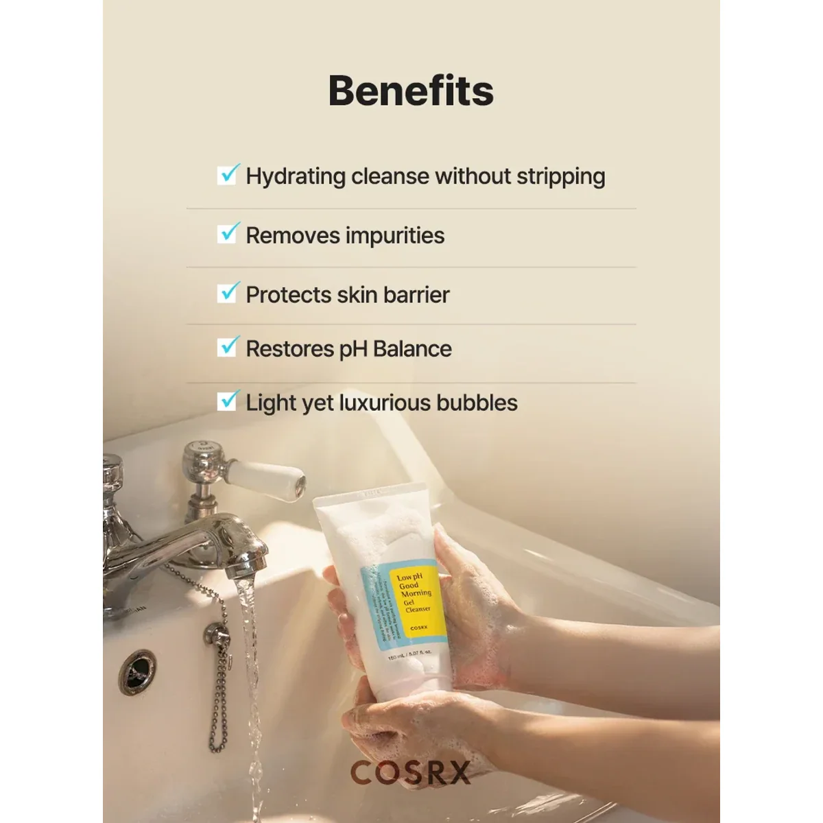 ژل شوینده کوزارکس COSRX Low pH Good Morning Gel Cleanser حجم 150 میلی‌لیتر؛ نمای تکمیلی 6