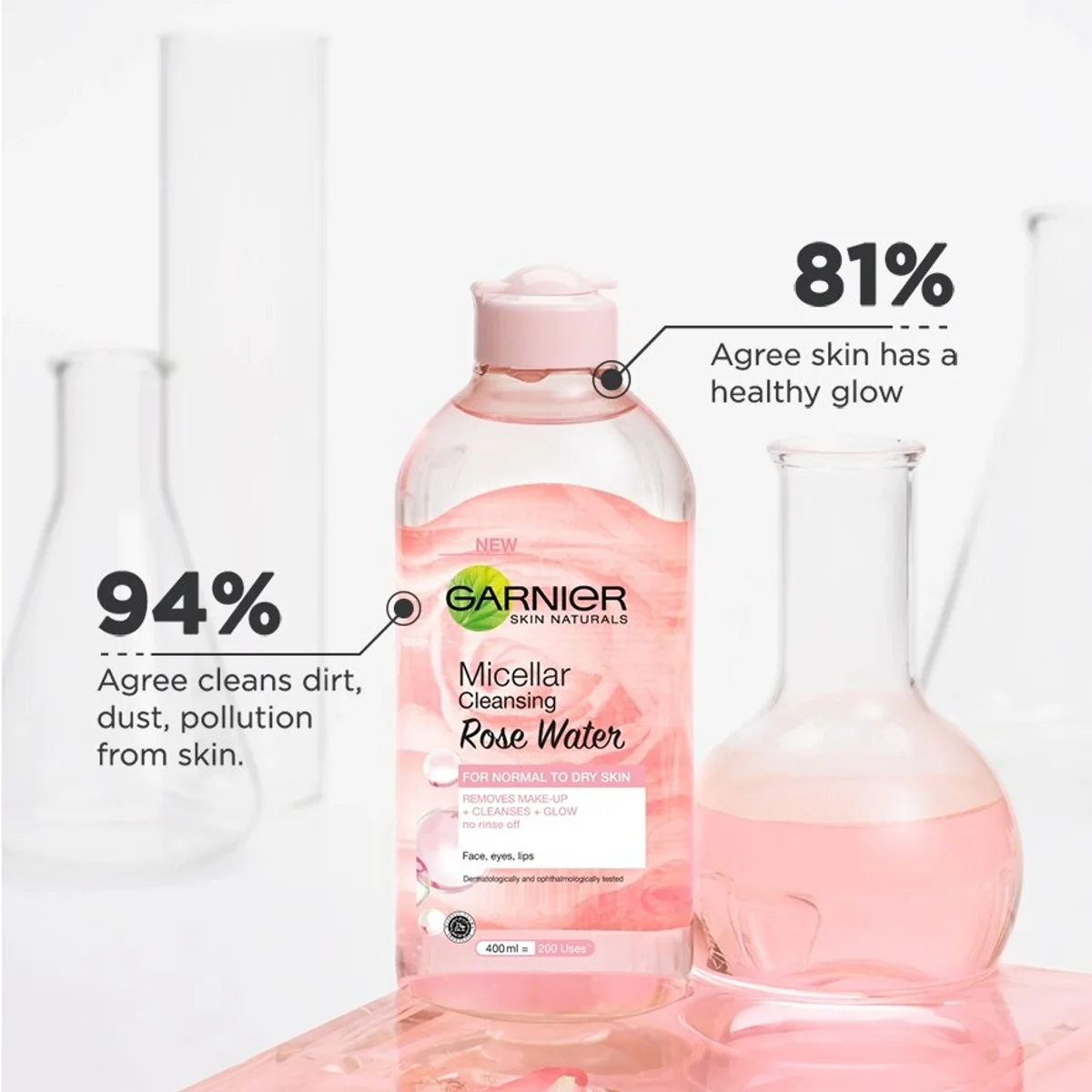 میسلار واتر گل رز گارنیر Garnier Micellar Rose Water حجم 400 میلی‌لیتر؛ نمای تکمیلی 4