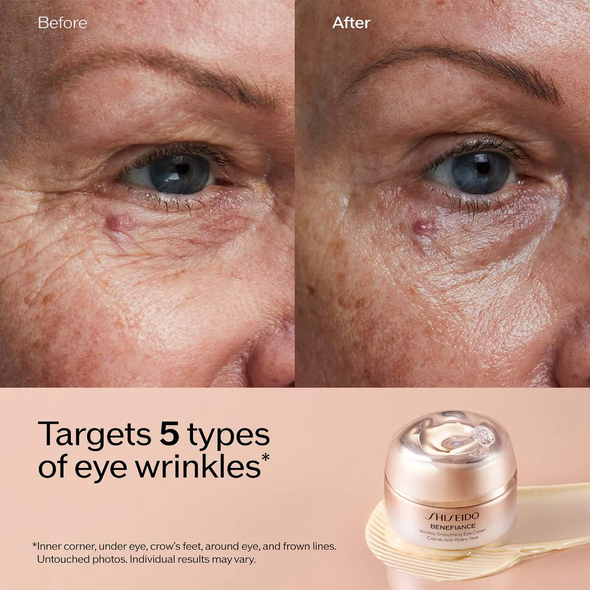 کرم دور چشم شیسیدو Shiseido Benefiance Wrinkle Smoothing حجم 15 میلی‌لیتر؛ نمای تکمیلی 5